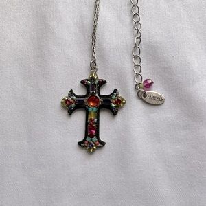 Stunning Cross Necklace with Multicolored Swarovski Crystals by Firefly